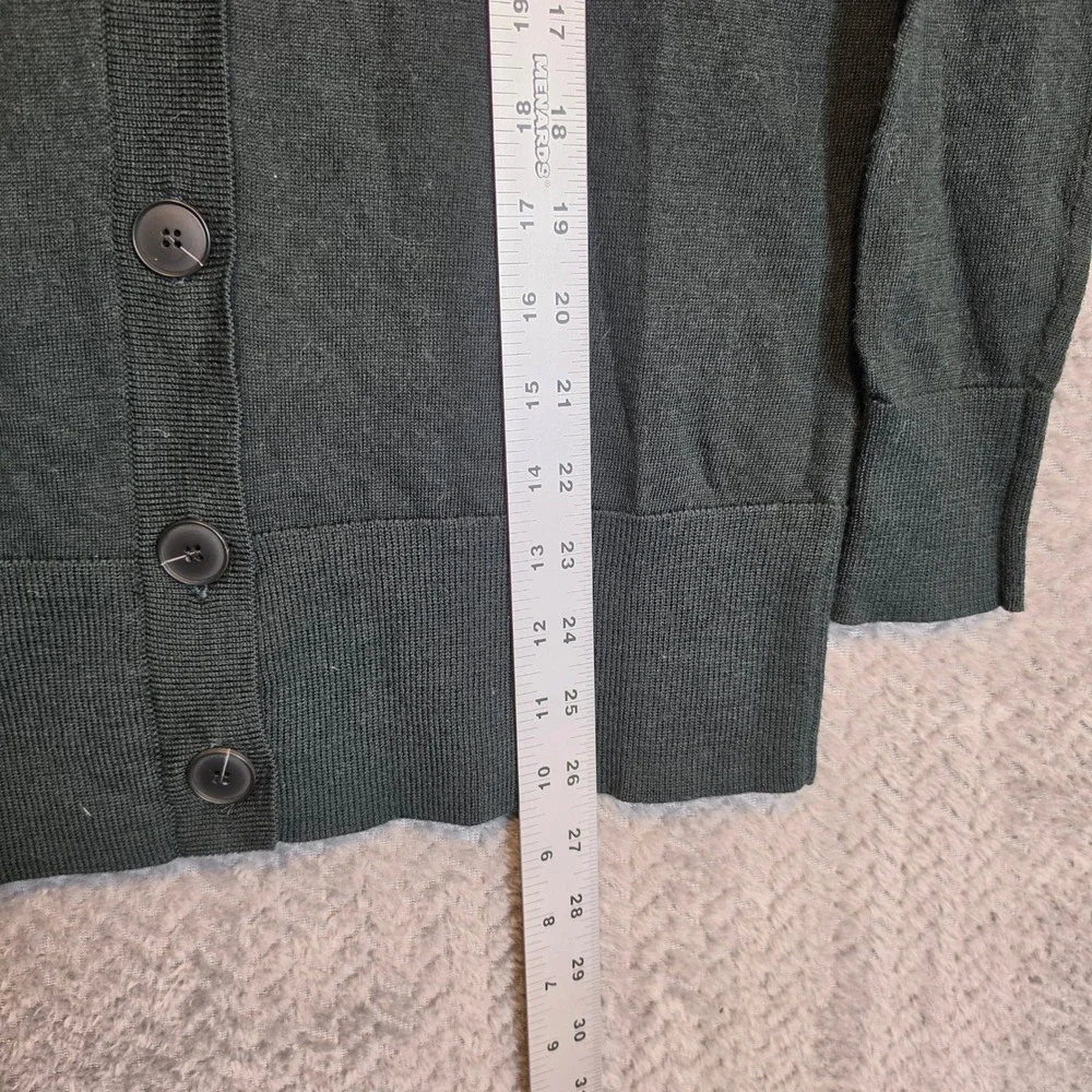LOFT Womens Forest Green Wool Blend V-Neck Button Front Cardigan Sweater Small